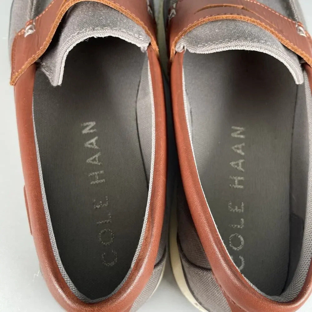 Cole Haan Nantucket 2.0 Men's 8.5 M Gray Canvas Slip On Penny Loafer Dress Shoes